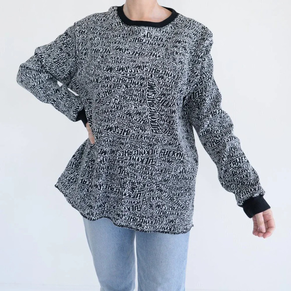 "Fucking Awesome" Brand Black & White Crewneck Sweater - Picture 1 of 12